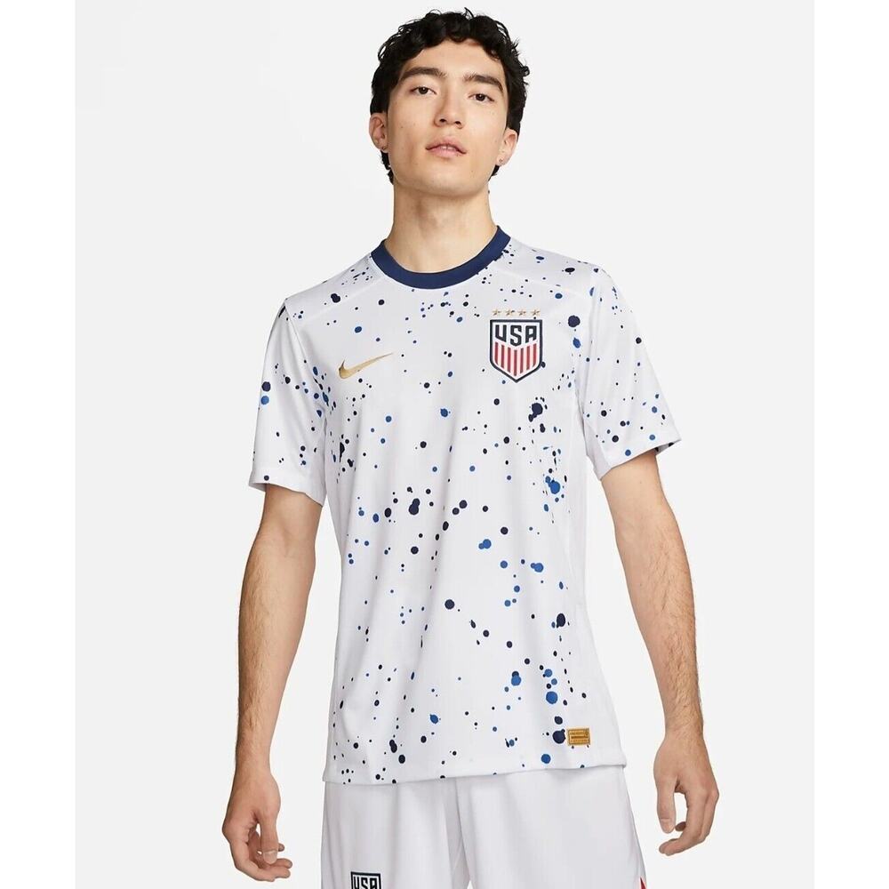 New Nike Dri-Fit USA Stadium White Home 2023 Soccer Jersey 4-Star Mens Size M
